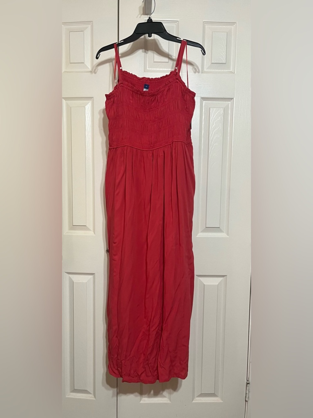 Old Navy Red Smocked Maxi Dress with Adjustable Straps - Picture 2 of 5